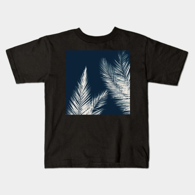 Palm Cyanotype #2 Kids T-Shirt by ALICIABOCK